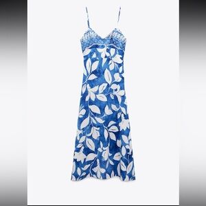 Zara NWT linen blend printed dress